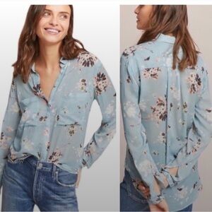 Anthro Floral Blue Women's Top